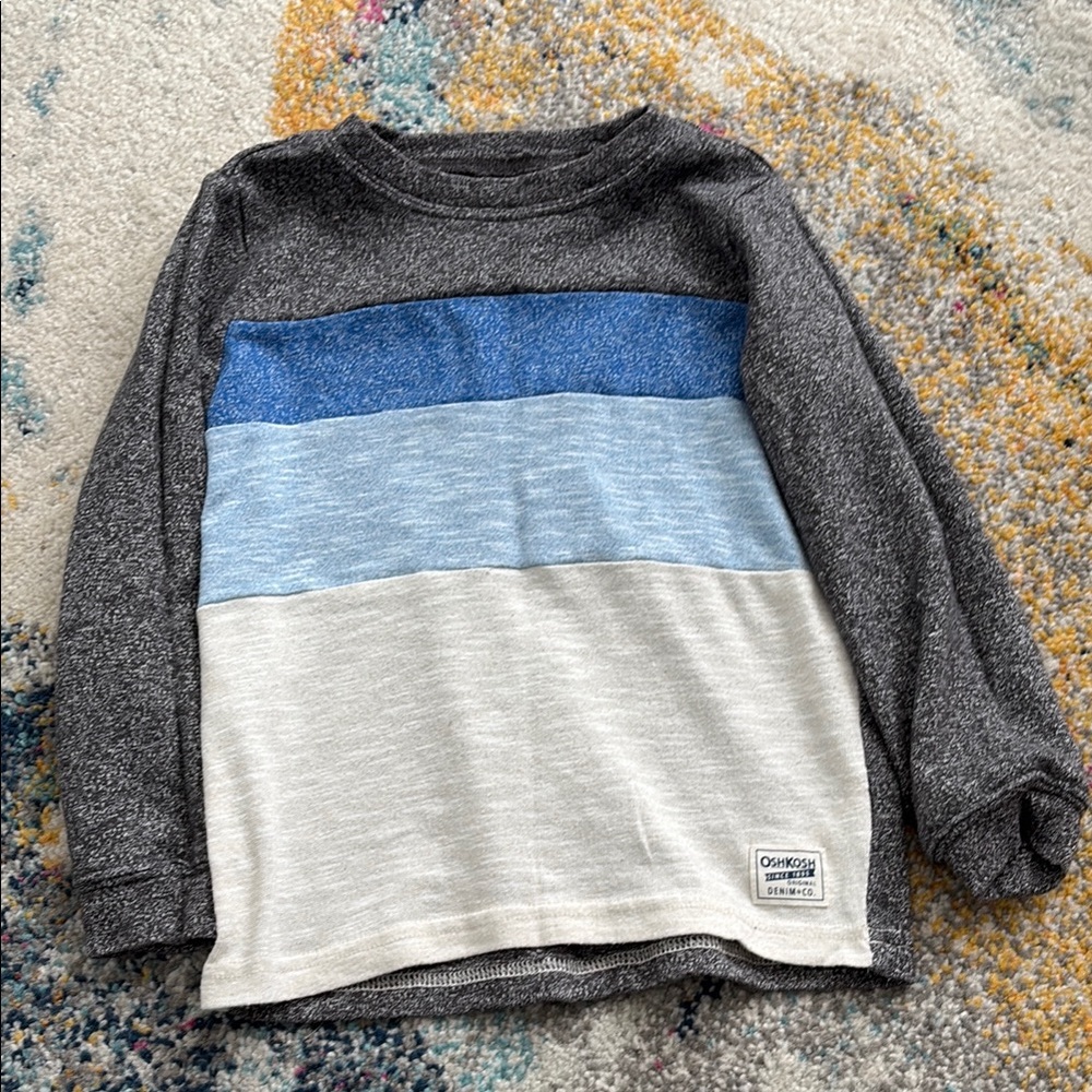 OshKosh B'gosh Gray and Blue Long Sleeve Tee